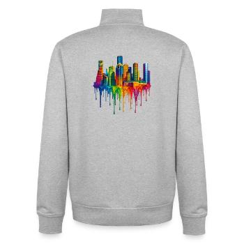 Houston, Texas – Dripping Paint - Unisex Organic Zip Sweatshirt by Stanley/Stella - heather grey - Back - AI Model Male 185 light (185cm)