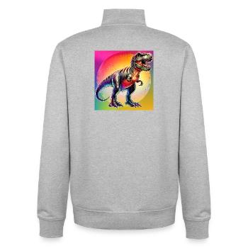 dinosaur - Unisex Organic Zip Sweatshirt by Stanley/Stella - heather grey - Back - AI Model Male 185 light (185cm)