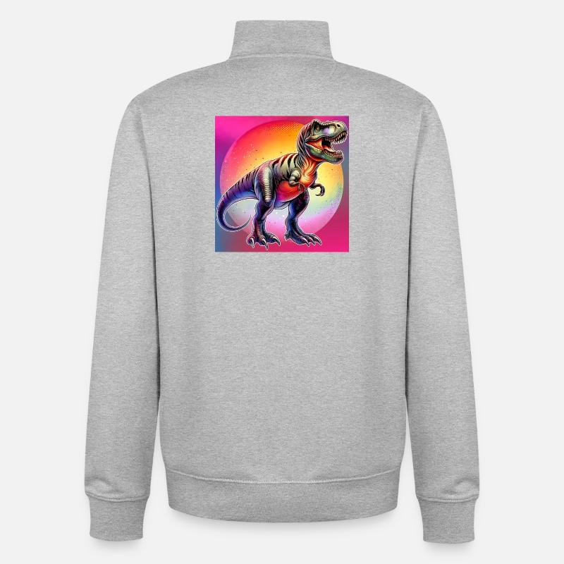 dinosaur - Unisex Organic Zip Sweatshirt by Stanley/Stella - heather grey
