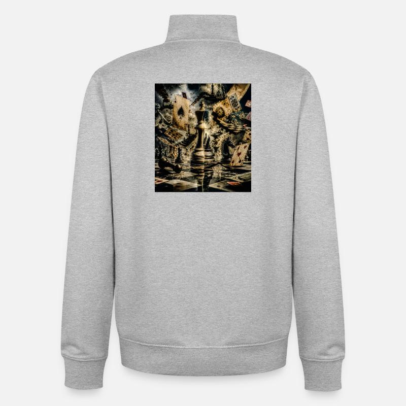 Surrealismus-Schach - Unisex Organic Zip Sweatshirt von Stanley/Stella - Grau meliert