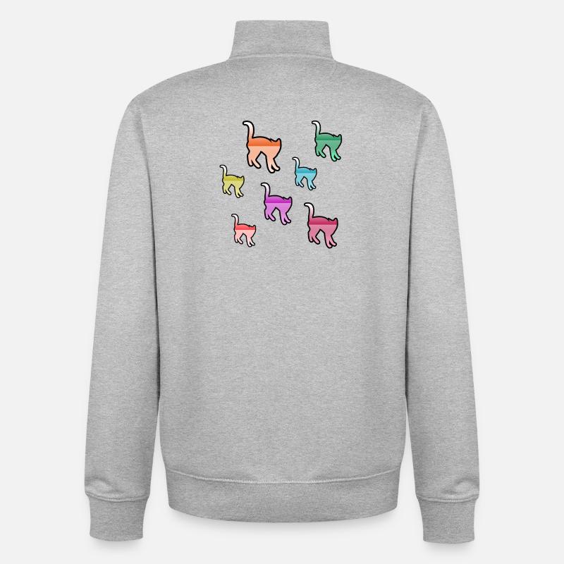 feline - Unisex Organic Zip Sweatshirt by Stanley/Stella - heather grey