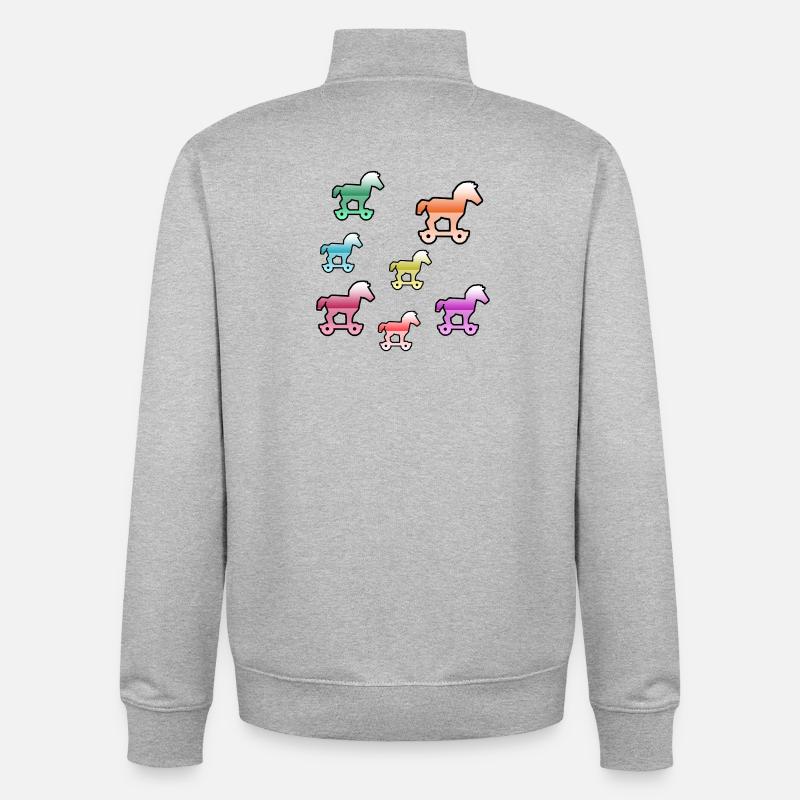 Chevaux - Sweat zippé unisexe en coton bio Stanley/Stella - gris chiné