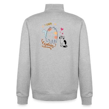 I can explain - Unisex Organic Zip Sweatshirt by Stanley/Stella - heather grey - Back - AI Model Male 185 light (185cm)