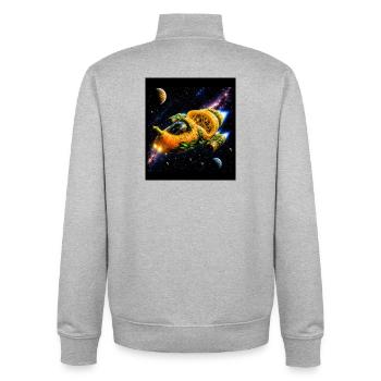 Citrus Spaceship Adventure - Unisex Organic Zip Sweatshirt by Stanley/Stella - heather grey - Back - AI Model Male 185 light (185cm)