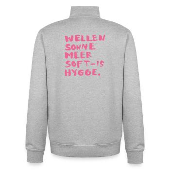 hygge words pink - Unisex Organic Zip Sweatshirt von Stanley/Stella - Grau meliert - Hinten - AI Model Male 185 light (185cm)