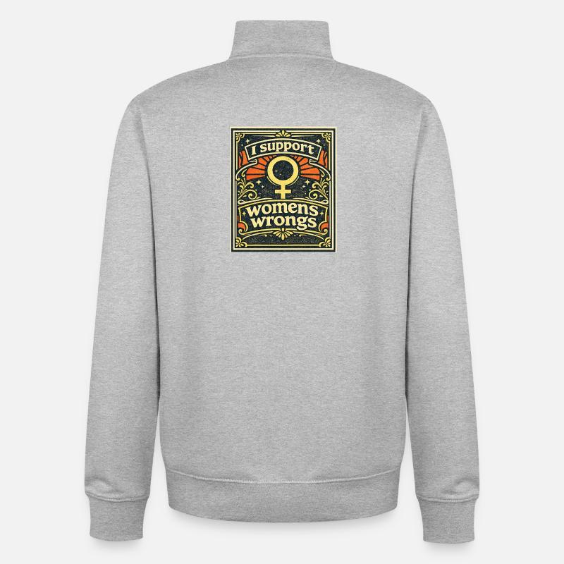 Support Women’s Rights Emblem - Unisex Organic Zip Sweatshirt by Stanley/Stella - heather grey