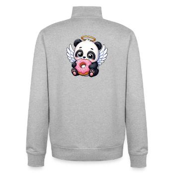 Cute Panda Angel with Wings and Donut Cartoon - Unisex Organic Zip Sweatshirt by Stanley/Stella - heather grey - Back - AI Model Male 185 light (185cm)