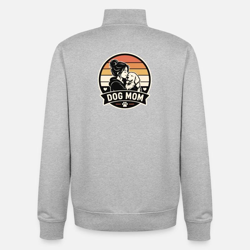 Maman chien - Sweat zippé unisexe en coton bio Stanley/Stella - gris chiné