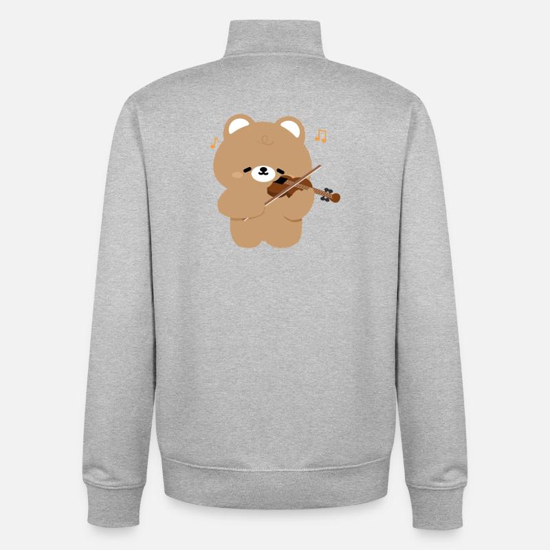 Charme du violoniste ours - Sweat zippé unisexe en coton bio Stanley/Stella - gris chiné