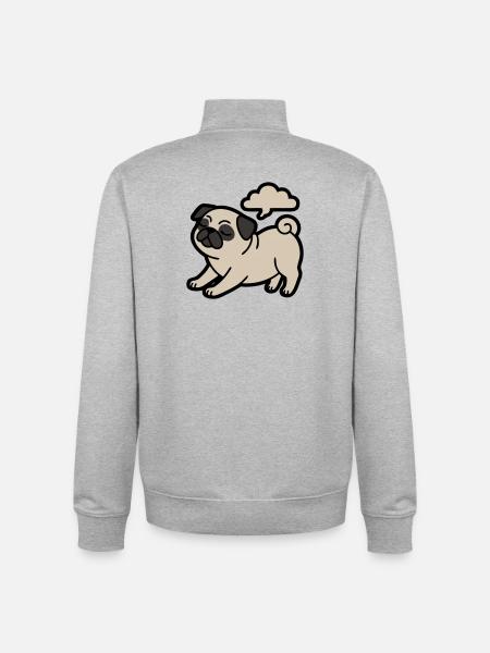 Pupsender Mops Hund Lustig - Unisex Organic Zip Sweatshirt von Stanley/Stella - Grau meliert