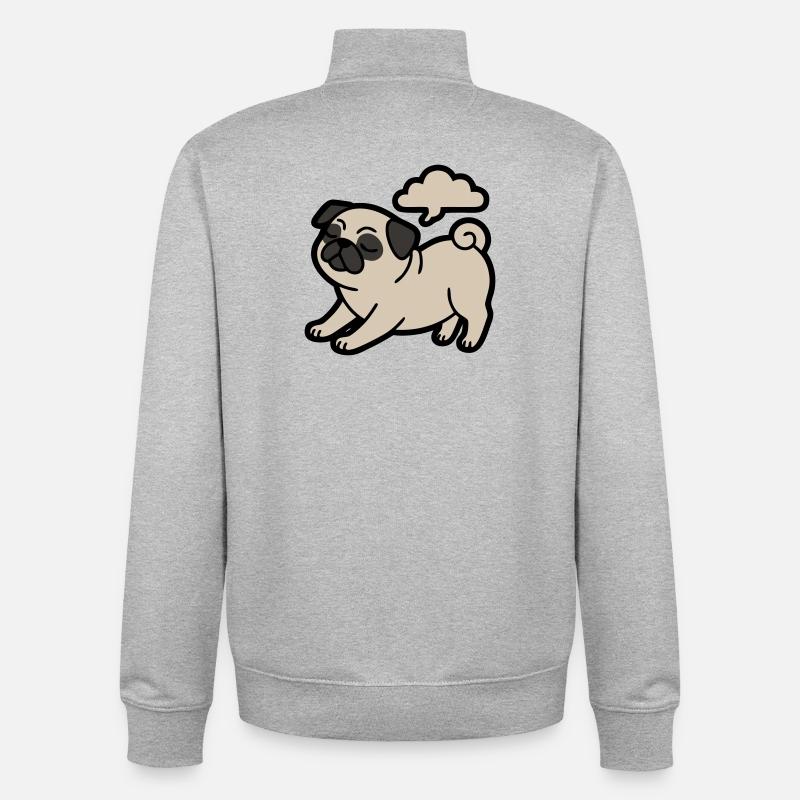 farting pug dog funny - Unisex Organic Zip Sweatshirt by Stanley/Stella - heather grey