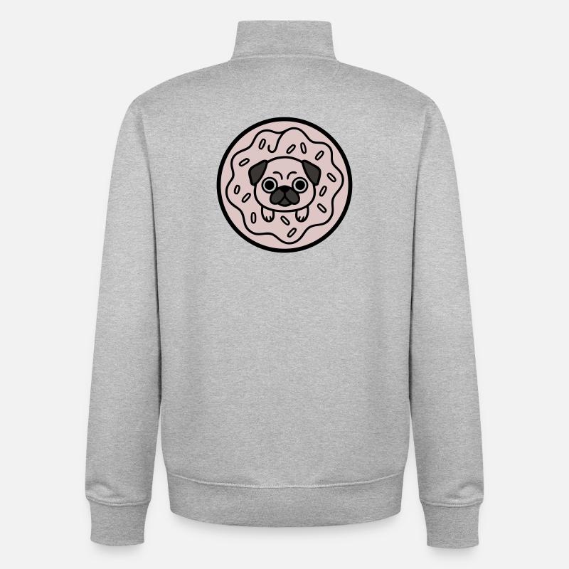 Mops Hund Donut Süßigkeiten - Unisex Organic Zip Sweatshirt von Stanley/Stella - Grau meliert