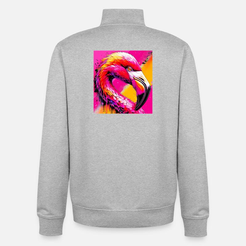 Flamingo - Unisex Organic Zip Sweatshirt von Stanley/Stella - Grau meliert