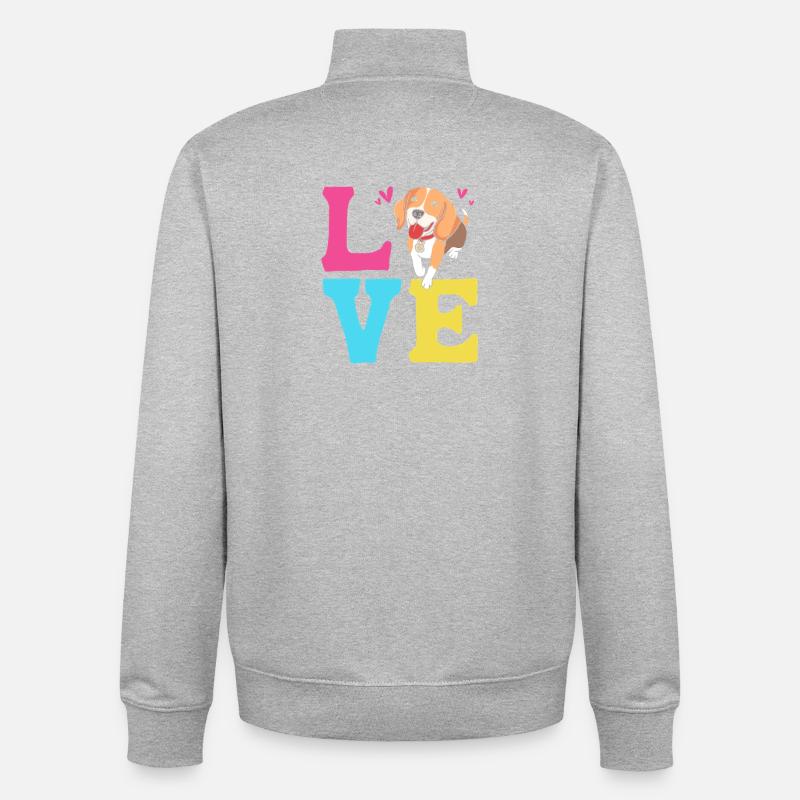 Frengle Hund - Unisex Organic Zip Sweatshirt von Stanley/Stella - Grau meliert