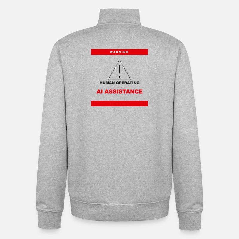 WARNUNG: MENSCH OPERIERT MIT KI-UNTERSTÜTZUNG - Unisex Organic Zip Sweatshirt von Stanley/Stella - Grau meliert