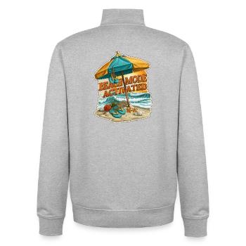 Beach Mode Activated Summer Vacation Umbrella - Unisex Organic Zip Sweatshirt by Stanley/Stella - heather grey - Back - AI Model Male 185 light (185cm)