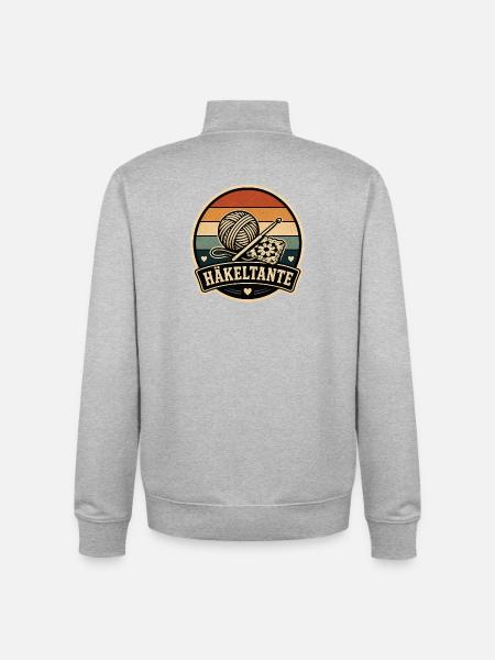 Häkeltante Retro - Unisex Organic Zip Sweatshirt von Stanley/Stella - Grau meliert