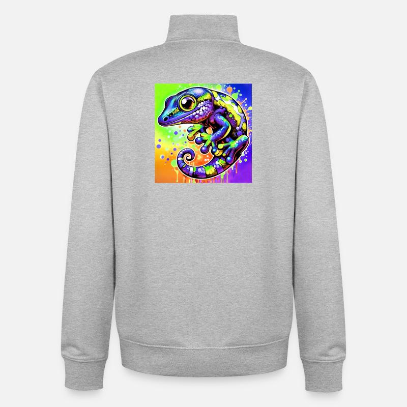 Gecko - Unisex Organic Zip Sweatshirt by Stanley/Stella - heather grey