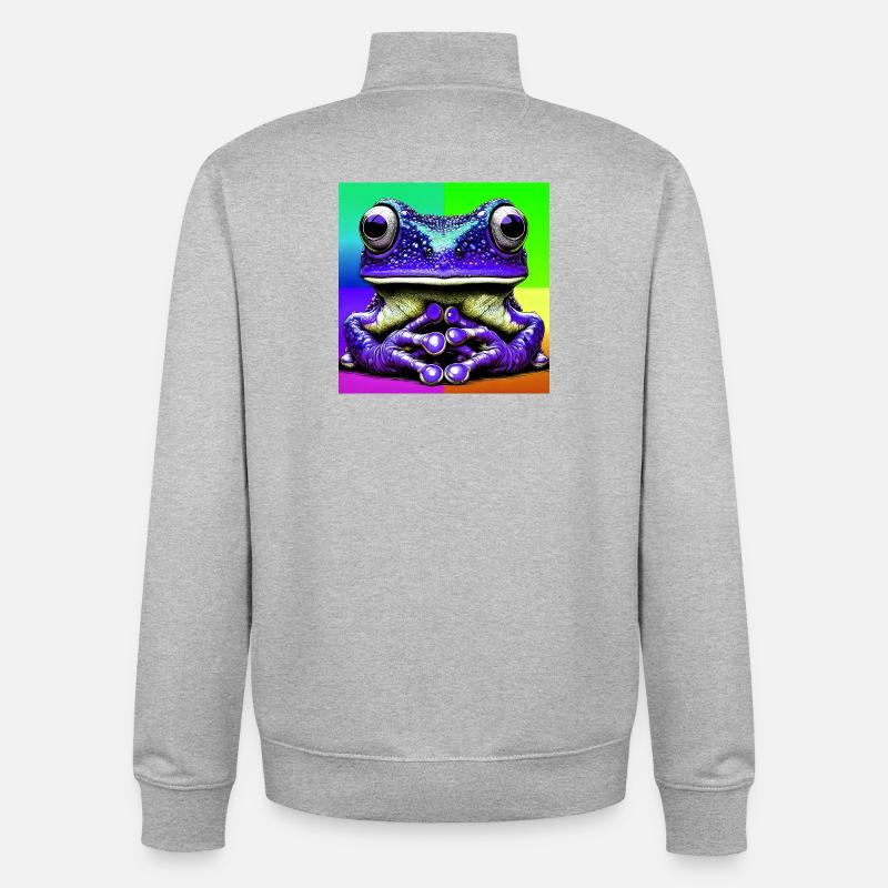 grenouille - Sweat zippé unisexe en coton bio Stanley/Stella - gris chiné