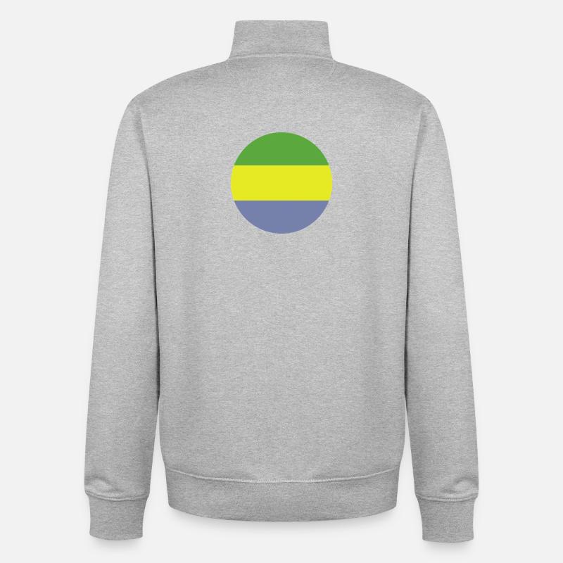 Drapeau rond du Gabon - Sweat zippé unisexe en coton bio Stanley/Stella - gris chiné