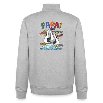 Daddy Mouettes sur la bande glacée - Conception de bandes dessinées - Sweat zippé unisexe en coton bio Stanley/Stella - gris chiné - Dos - AI Model Male 185 light (185cm)
