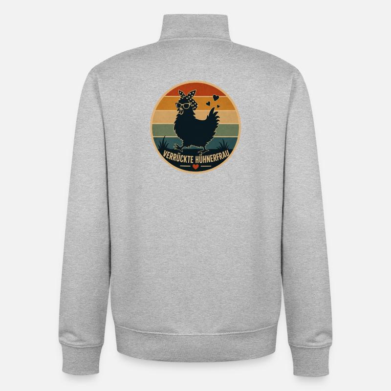 Hühnerfrau Retro - Unisex Organic Zip Sweatshirt von Stanley/Stella - Grau meliert