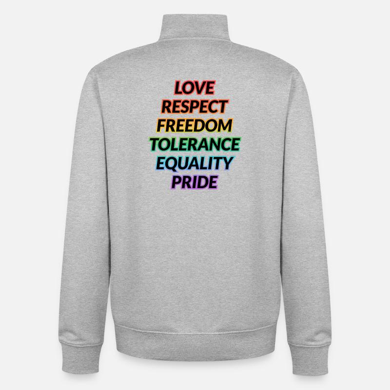 Pride Rainbow Values Tee - Unisex Organic Zip Sweatshirt by Stanley/Stella - heather grey