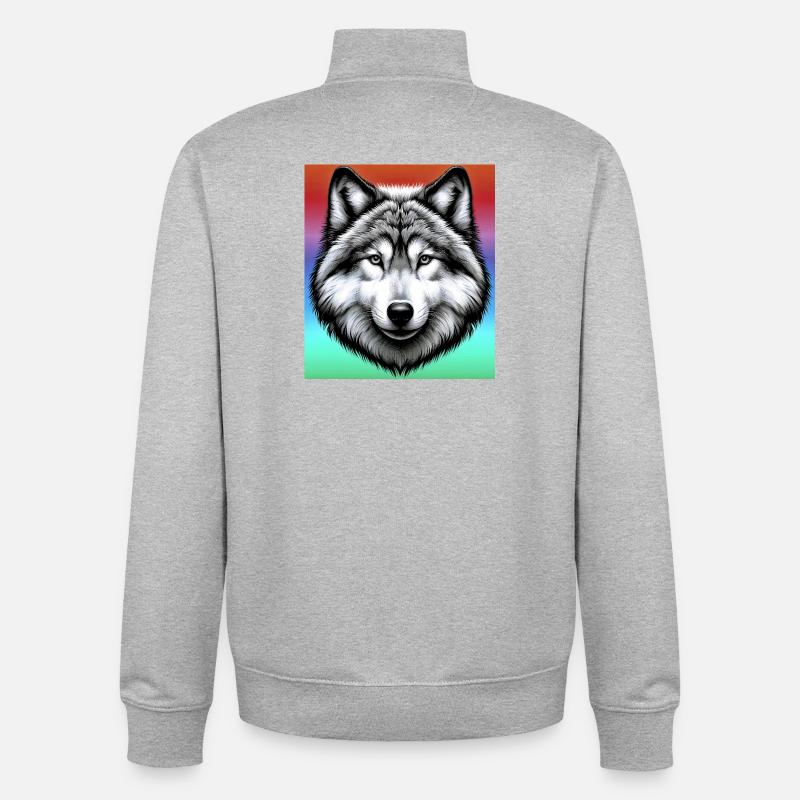 Loup - Sweat zippé unisexe en coton bio Stanley/Stella - gris chiné