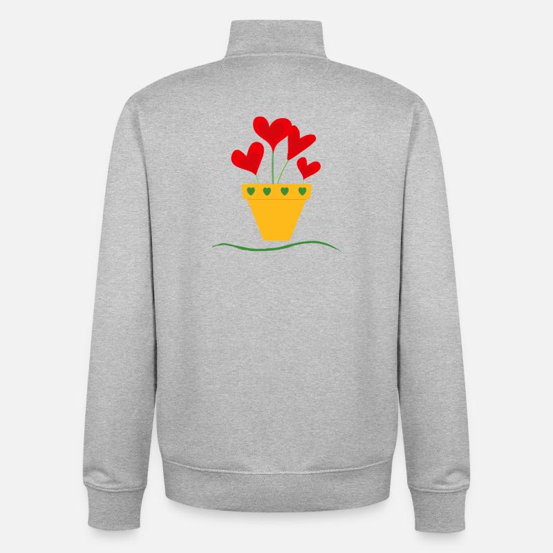 Pot d’amour - Sweat zippé unisexe en coton bio Stanley/Stella - gris chiné
