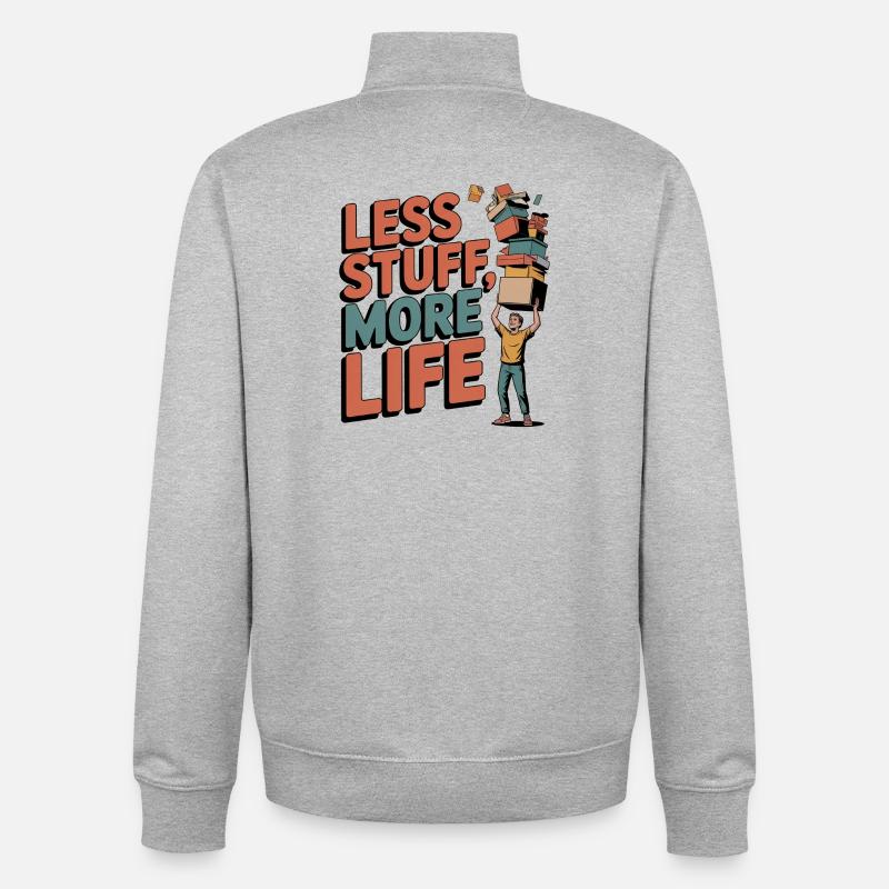 Less Stuff, More Life - Unisex Organic Zip Sweatshirt by Stanley/Stella - heather grey