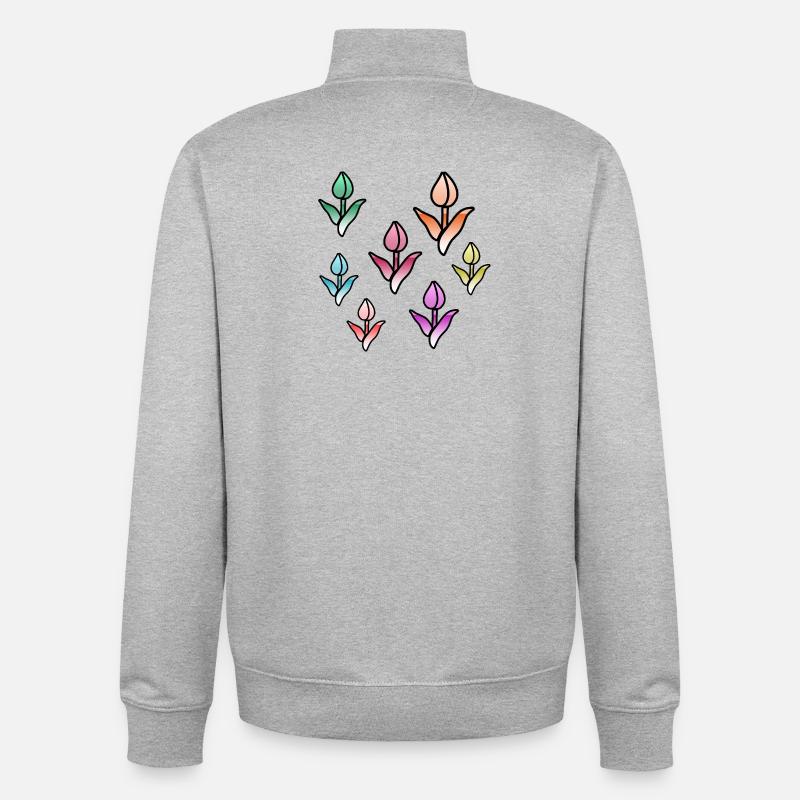 Fleur - Sweat zippé unisexe en coton bio Stanley/Stella - gris chiné