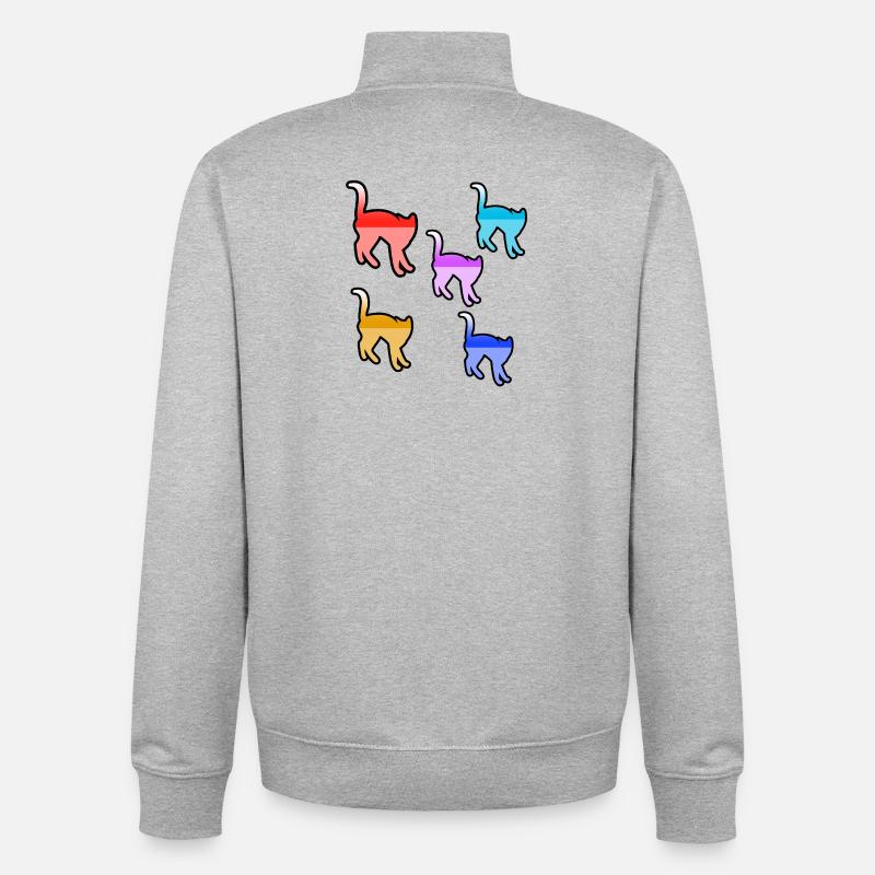 félin - Sweat zippé unisexe en coton bio Stanley/Stella - gris chiné