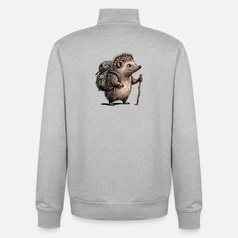 Wanderigel mit Rucksack - Unisex Organic Zip Sweatshirt von Stanley/Stella - Grau meliert