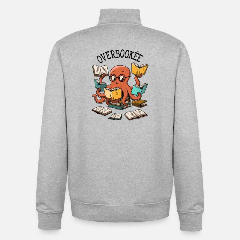 Overbookée - Sweat zippé unisexe en coton bio Stanley/Stella - gris chiné