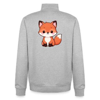 Niedlicher Fuchs Kawaii Geschenk  - Unisex Organic Zip Sweatshirt von Stanley/Stella - Grau meliert - Hinten - AI Model Male 185 light (185cm)