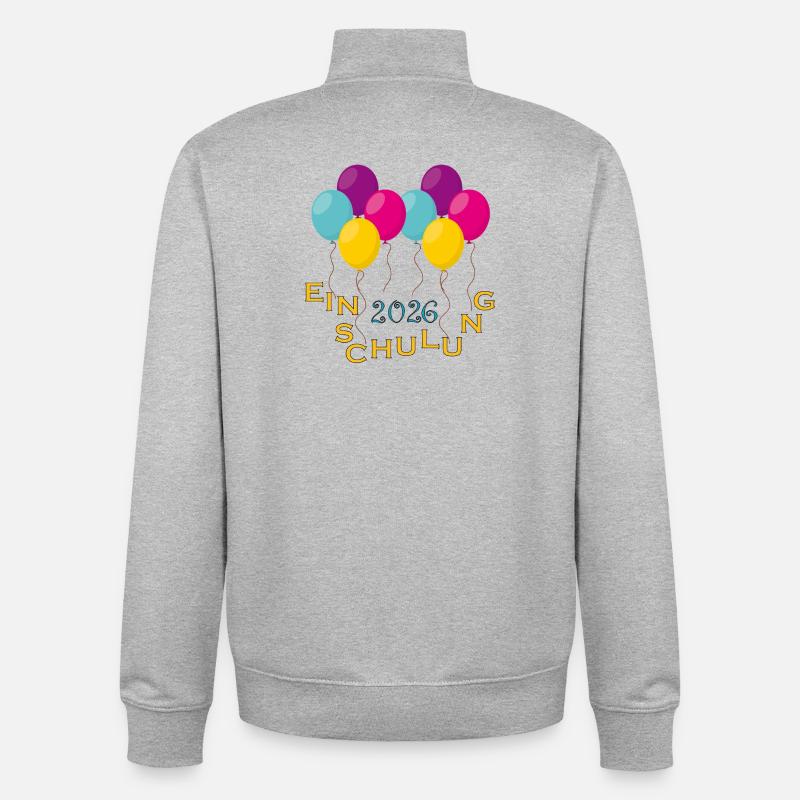 Bunte Ballons Einschulung - Unisex Organic Zip Sweatshirt von Stanley/Stella - Grau meliert