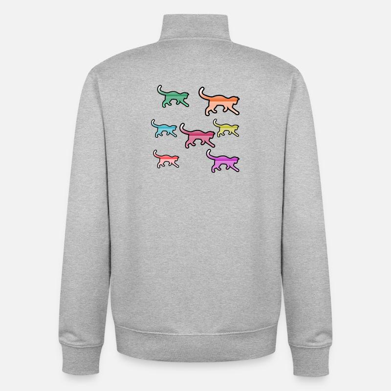 feline - Unisex Organic Zip Sweatshirt by Stanley/Stella - heather grey