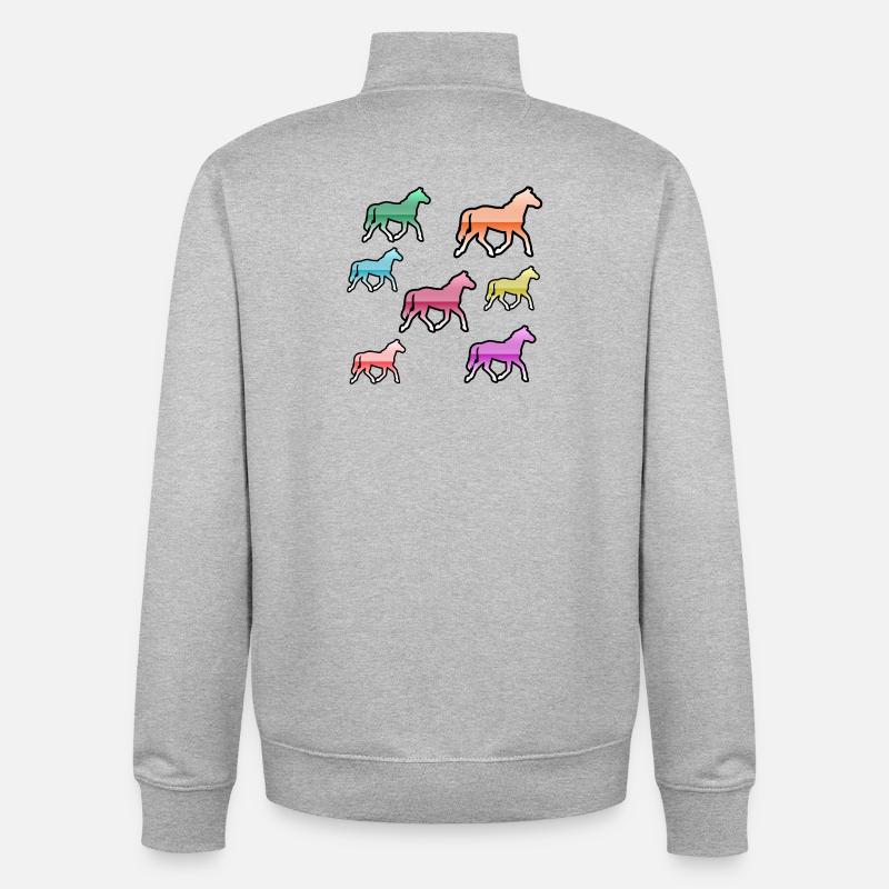 Chevaux - Sweat zippé unisexe en coton bio Stanley/Stella - gris chiné