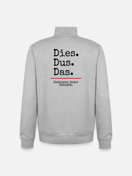 Dies Dus Das Debatte (weiß) - Unisex Organic Zip Sweatshirt von Stanley/Stella - Grau meliert