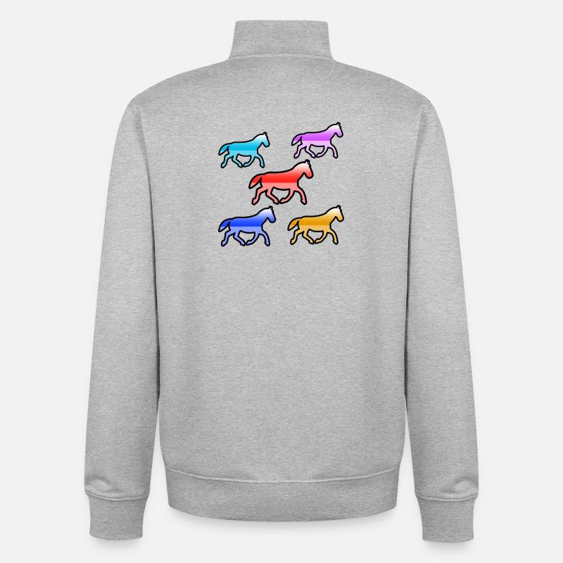 Chevaux - Sweat zippé unisexe en coton bio Stanley/Stella - gris chiné