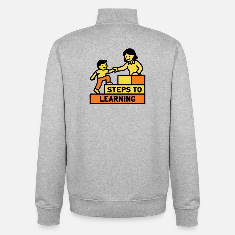 Steps to Learning School Logo - Unisex Organic Zip Sweatshirt by Stanley/Stella - heather grey