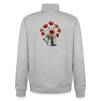 Coquelicots dans un arrosoir - Sweat zippé unisexe en coton bio Stanley/Stella - gris chiné - Dos - AI Model Male 185 light (185cm)