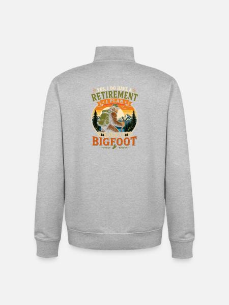 Plan for retirement with Bigfoot - Unisex Organic Zip Sweatshirt by Stanley/Stella - heather grey