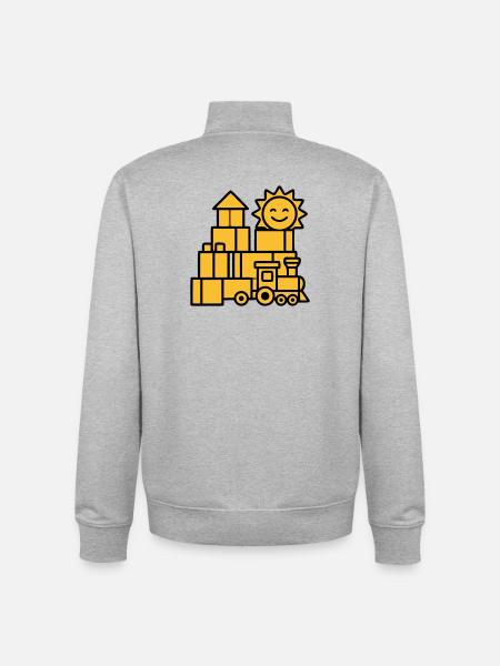 Building Blocks Railway Toys - Unisex Organic Zip Sweatshirt by Stanley/Stella - heather grey