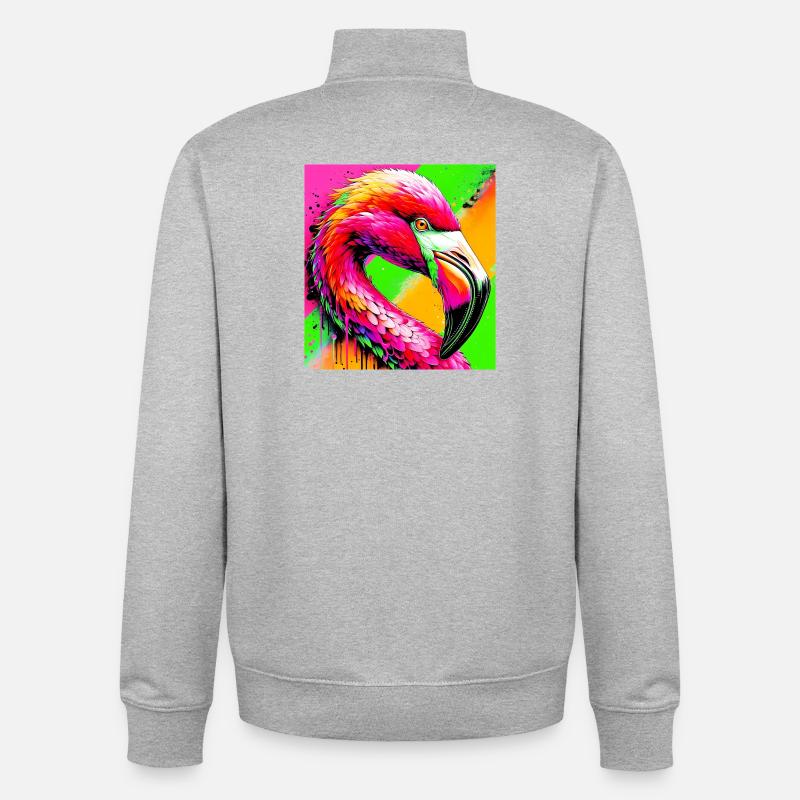 flamingo - Unisex Organic Zip Sweatshirt by Stanley/Stella - heather grey