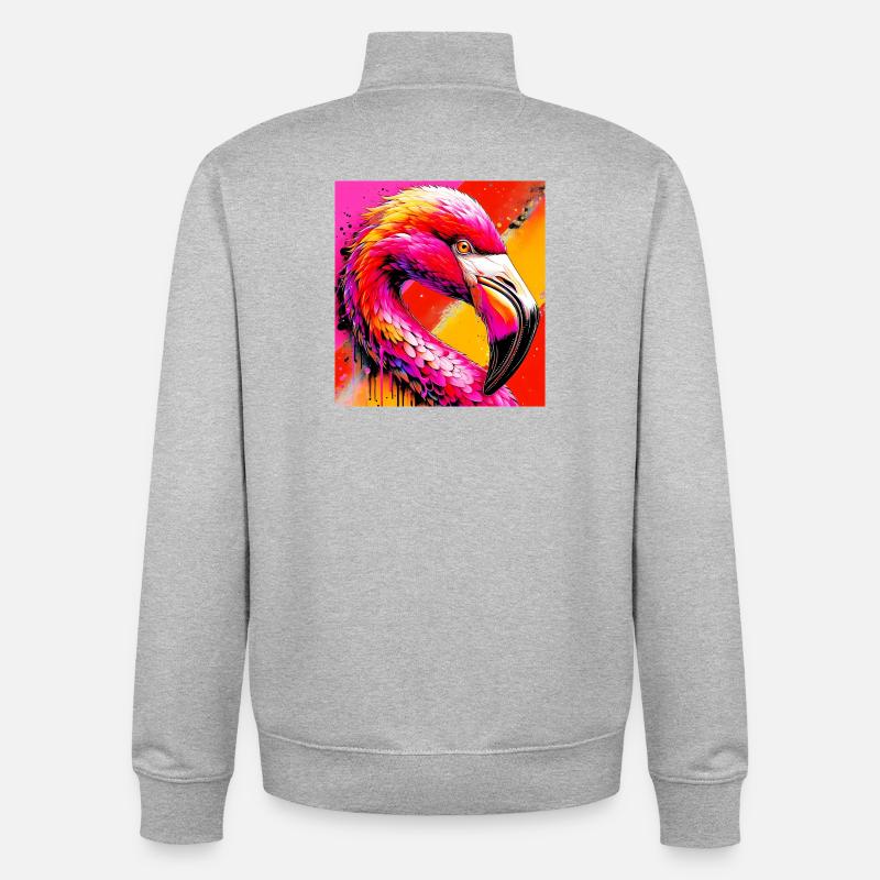 flamingo - Unisex Organic Zip Sweatshirt by Stanley/Stella - heather grey