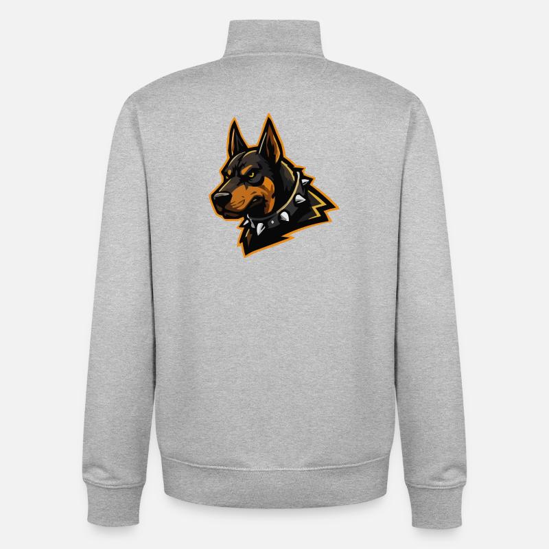 Dobermann mit Stachelkragen - Unisex Organic Zip Sweatshirt von Stanley/Stella - Grau meliert