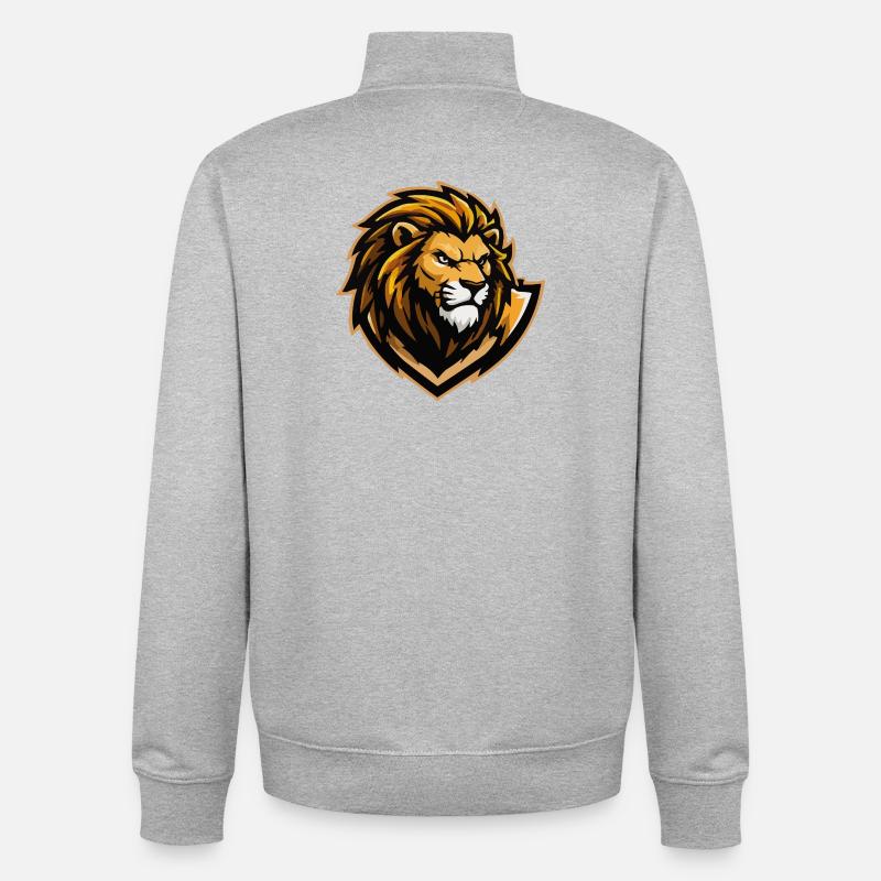 La bande dessinée Lion - Sweat zippé unisexe en coton bio Stanley/Stella - gris chiné