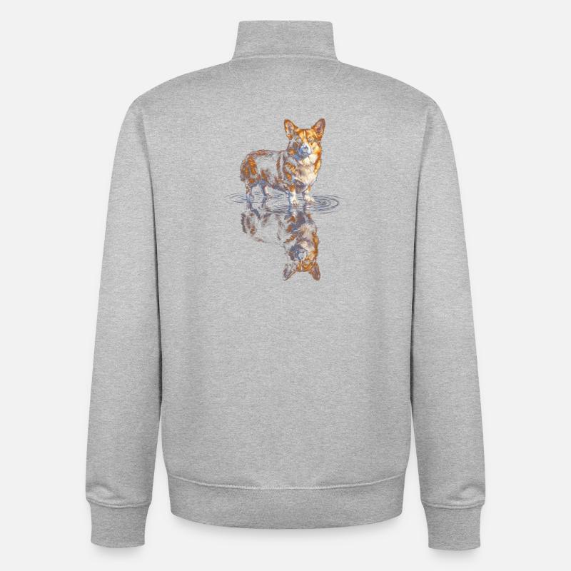 Wasserreflex Corgi - Unisex Organic Zip Sweatshirt von Stanley/Stella - Grau meliert