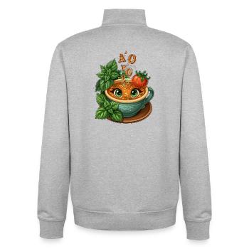 Alphabet-Teetasse mit Kräutern - Unisex Organic Zip Sweatshirt von Stanley/Stella - Grau meliert - Hinten - AI Model Male 185 light (185cm)